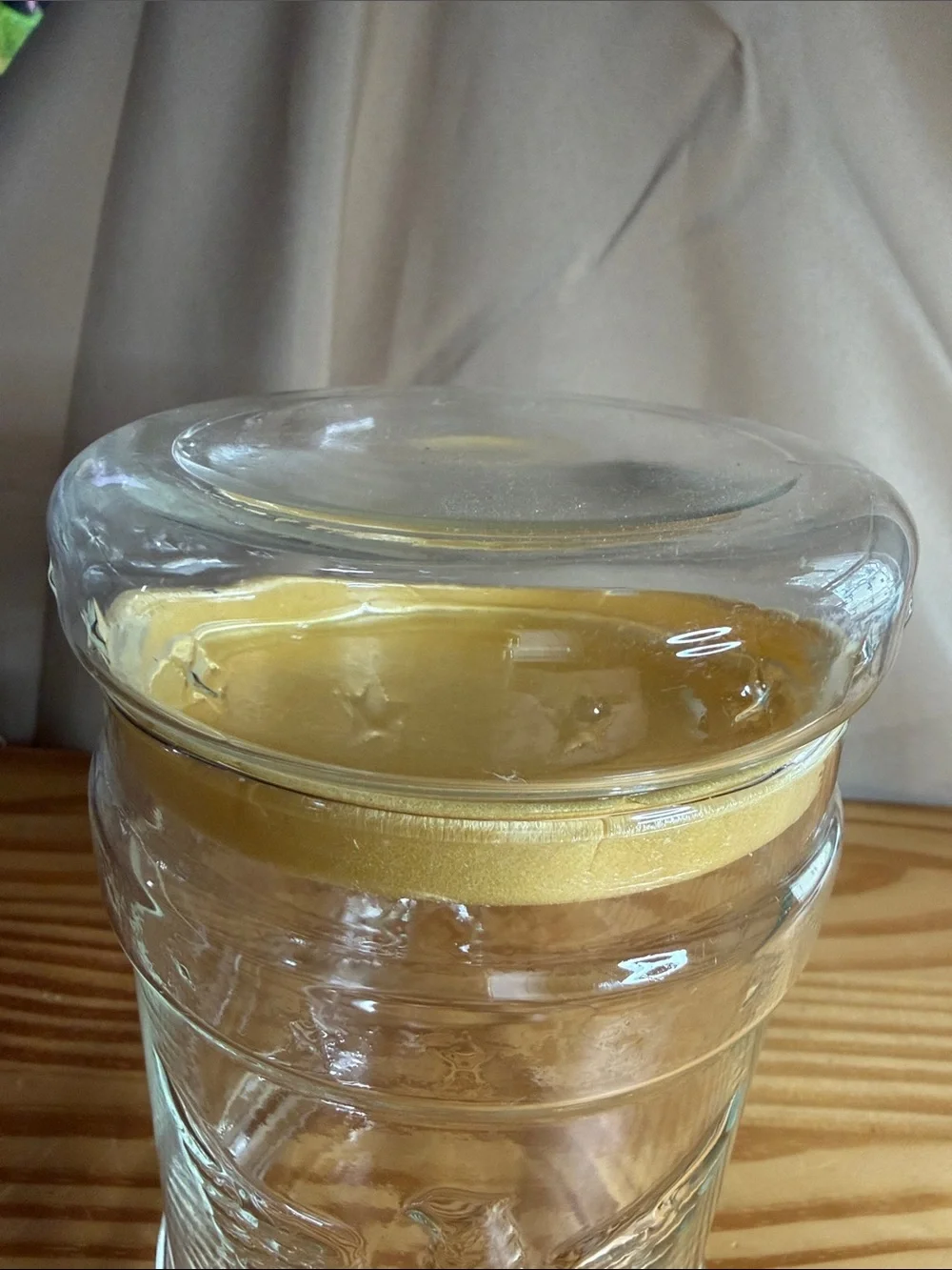 Vintage Clear Glass Apothecary Jar Embossed American Eagle and Stars 7.25